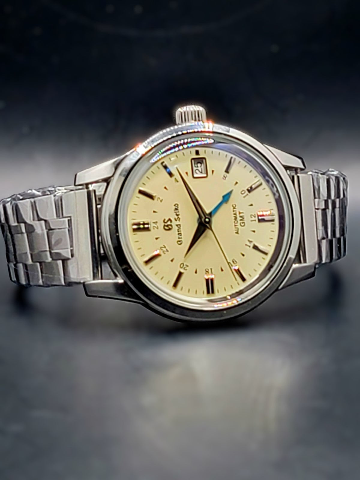 CUSTOM MOD (GRAND SEIKO ELEGANCE GMT) CREAM DIAL LEATHER STRAP AUTO NH34GMT NEW