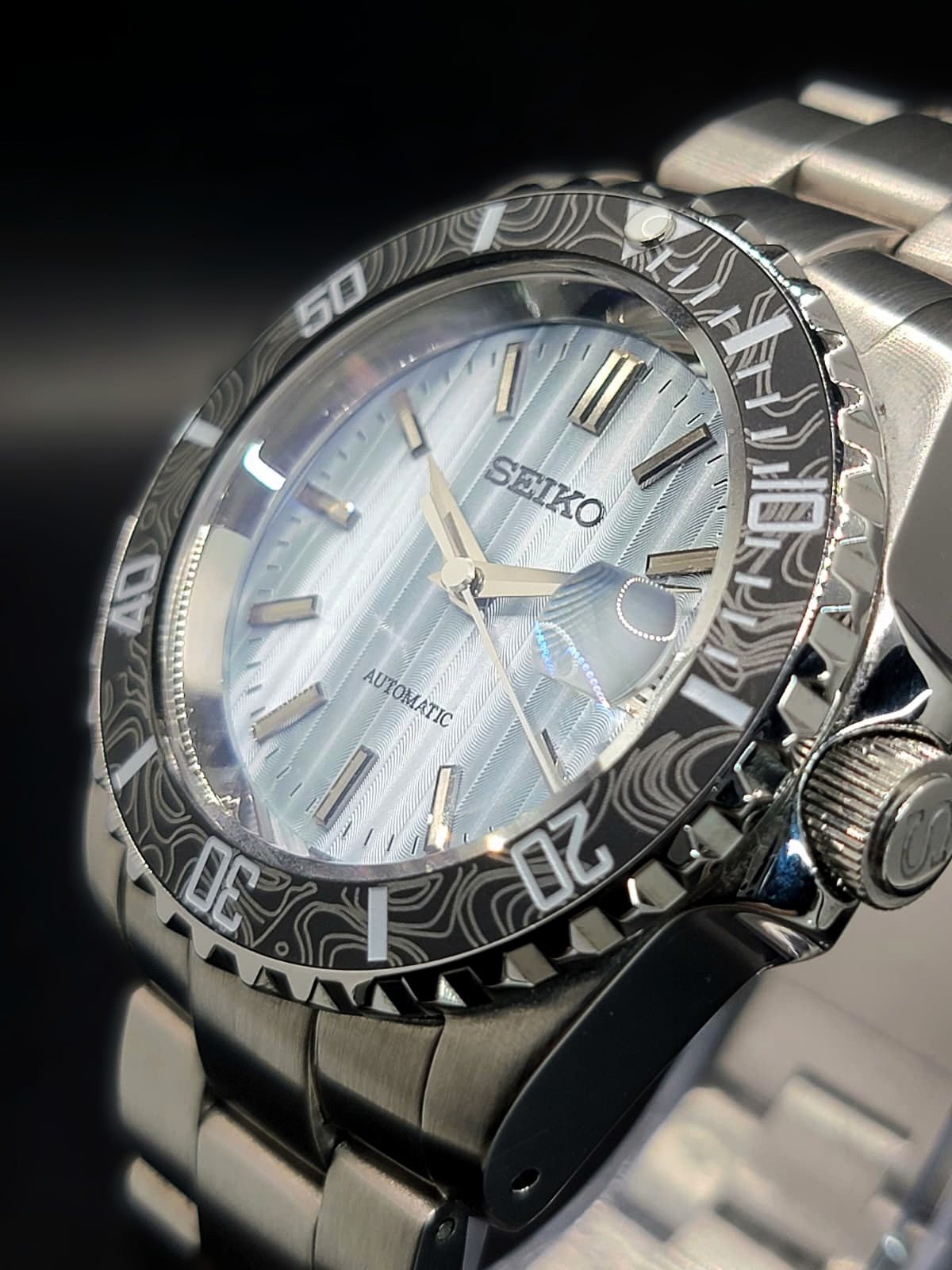 CUSTOM PREMIER SEIKO MOD - VERTICAL BLUES - AUTOMATIC
