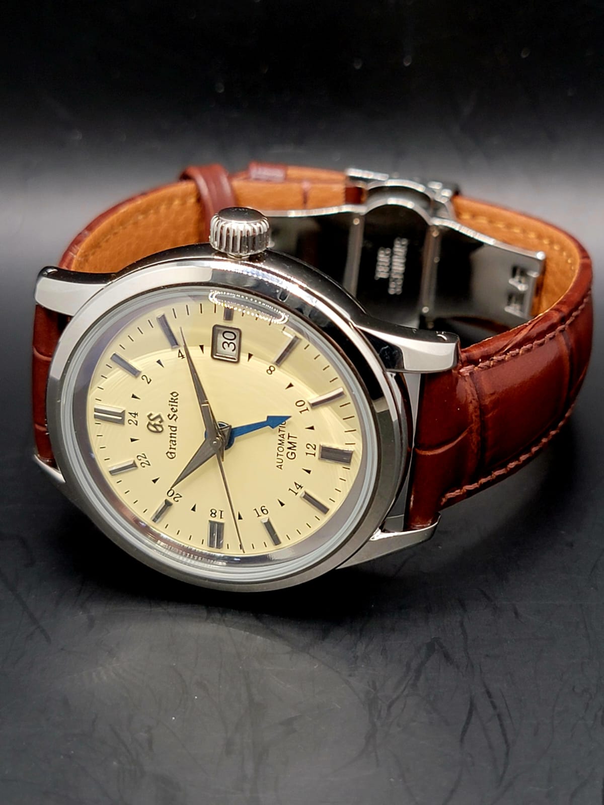 CUSTOM MOD (GRAND SEIKO ELEGANCE GMT) CREAM DIAL LEATHER STRAP AUTO NH34GMT NEW