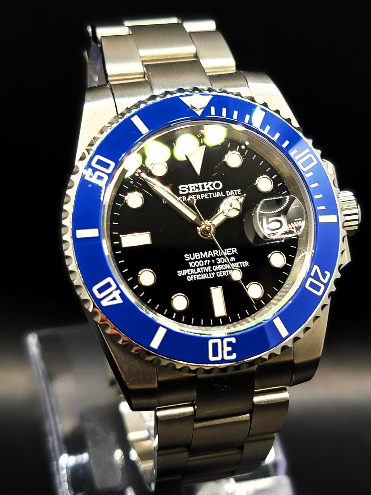 SEIKO MOD BLUEBERRY SUB STYLE SAPPHIRE CRYSTAL AUTOMATIC NH35A MOVEMENT MEN'S WATCH NEW