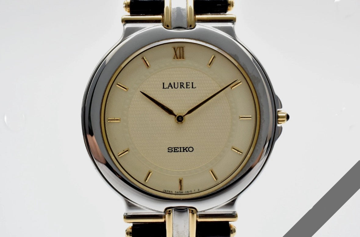 MINT w/Box SEIKO LAUREL 5A54-0290 Cream Dial Silver Women's 33mm