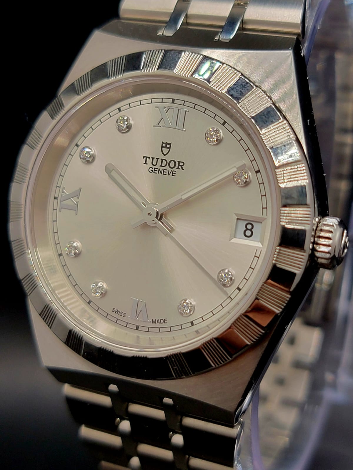 TUDOR ROYAL AUTOMATIC DIAMOND SILVER DIAL WATCH (APPRAISED $3,975)