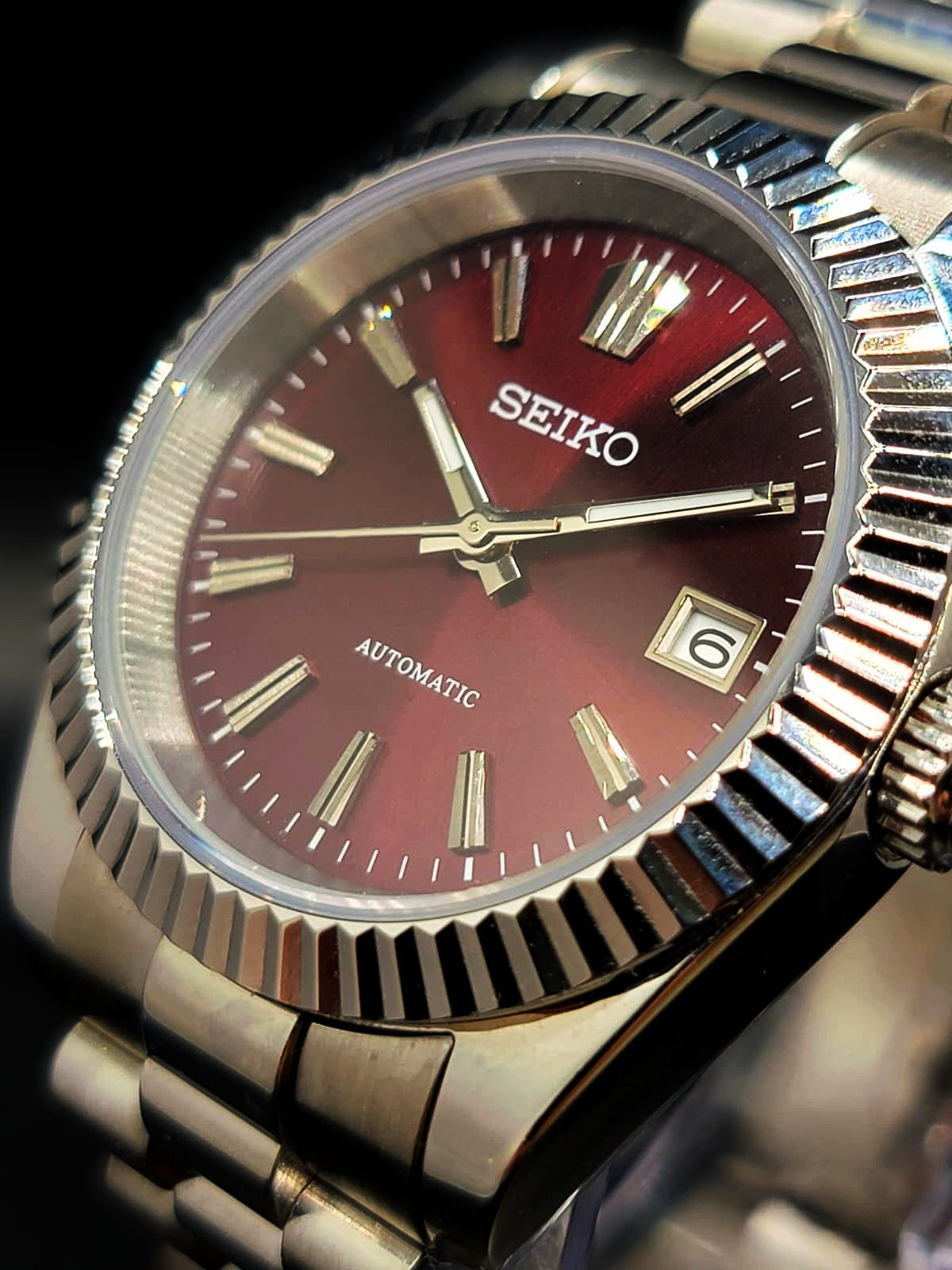 CUSTOM SEIKO MOD 39MM Burgundy Datejust