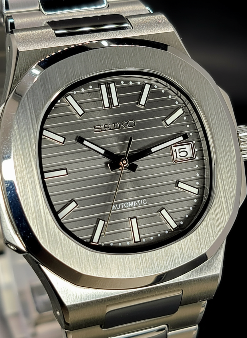CUSTOM SEIKO NAUTILUS GREY DIAL MOD WATCH Automatic Movement