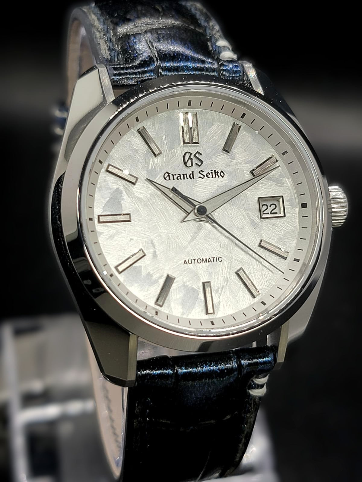 CUSTOM PREMIER GRAND SEIKO WHITE SHUNBUN MOD WITH GALAXY BLUE n GOLD LEATHER