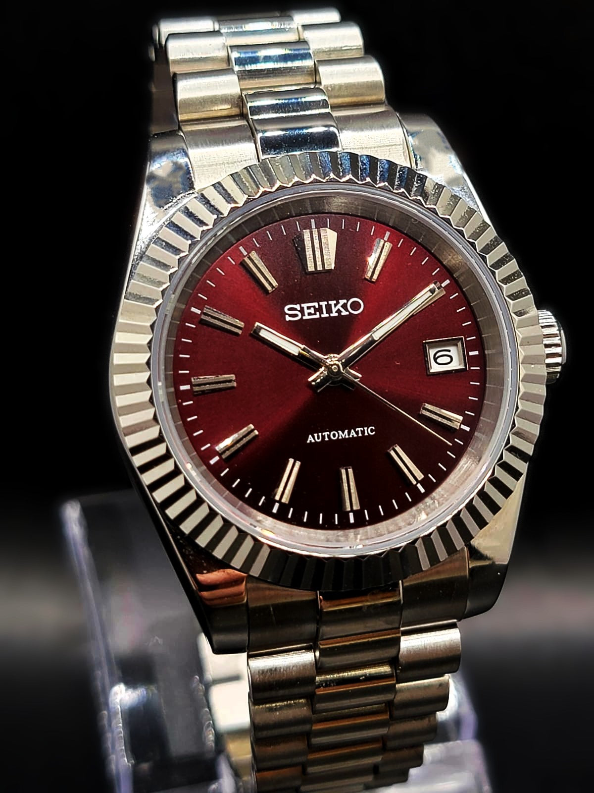 CUSTOM SEIKO MOD 39MM Burgundy Datejust