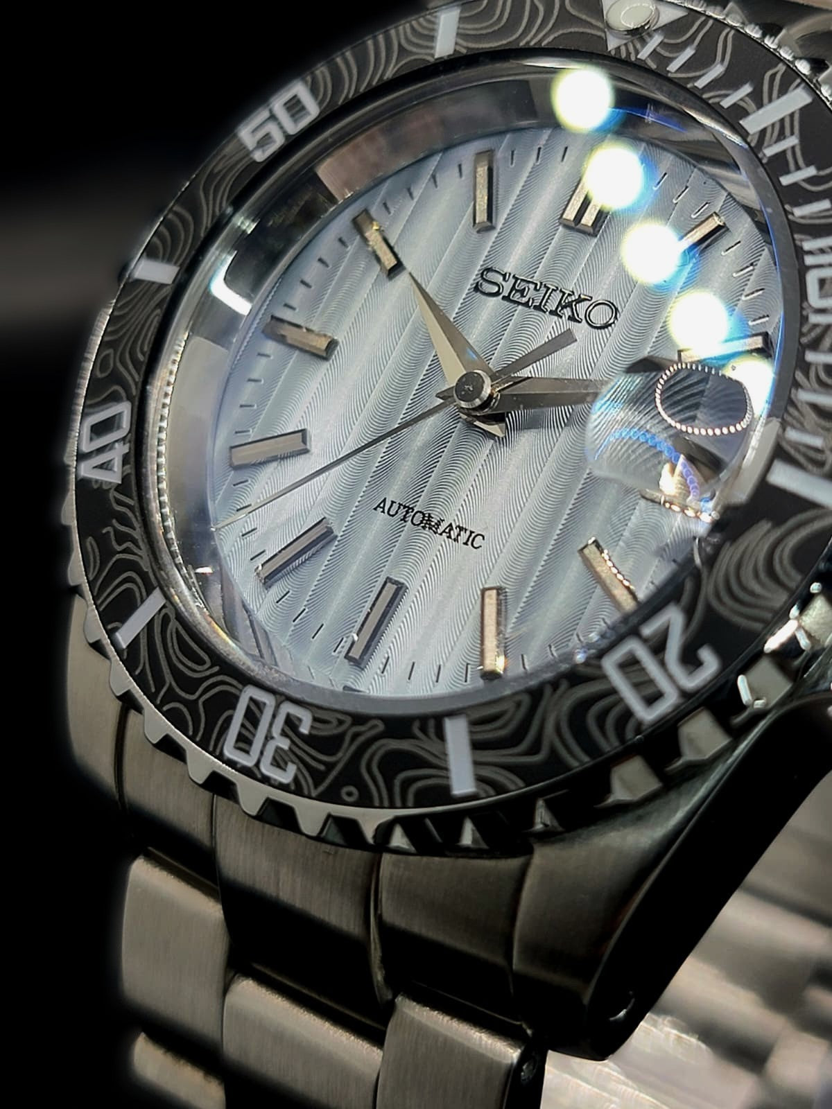 CUSTOM PREMIER SEIKO MOD - VERTICAL BLUES - AUTOMATIC