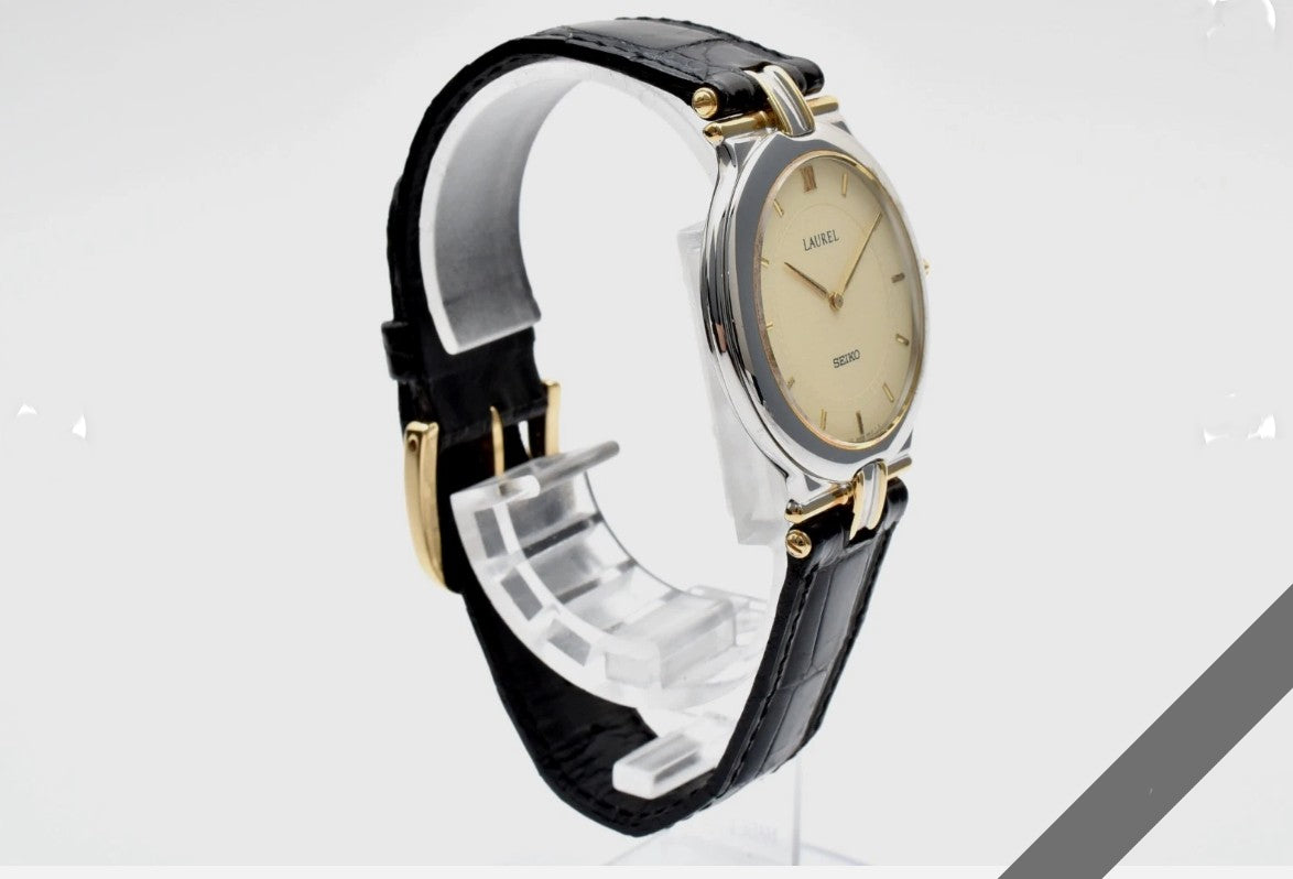 MINT w/Box SEIKO LAUREL 5A54-0290 Cream Dial Silver Women's 33mm