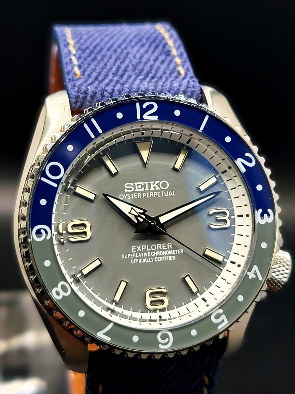 SEIKO MOD BLUE AND GRAY DIAL WITH BLUE JEANS BAND