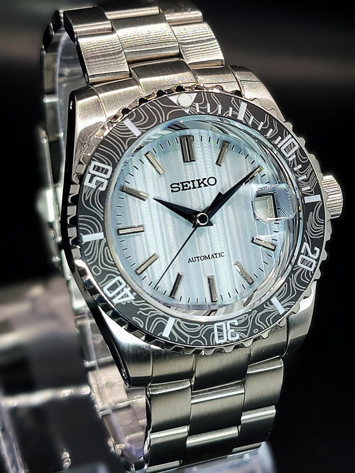 CUSTOM PREMIER SEIKO MOD - VERTICAL BLUES - AUTOMATIC