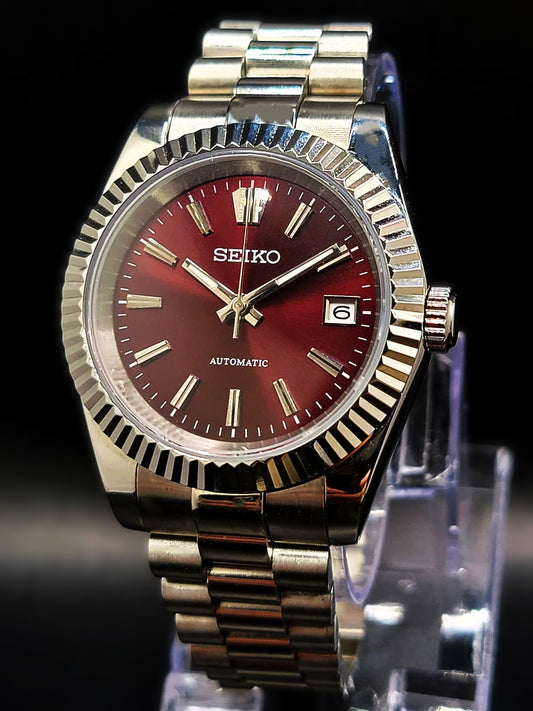 CUSTOM SEIKO MOD 39MM Burgundy Datejust