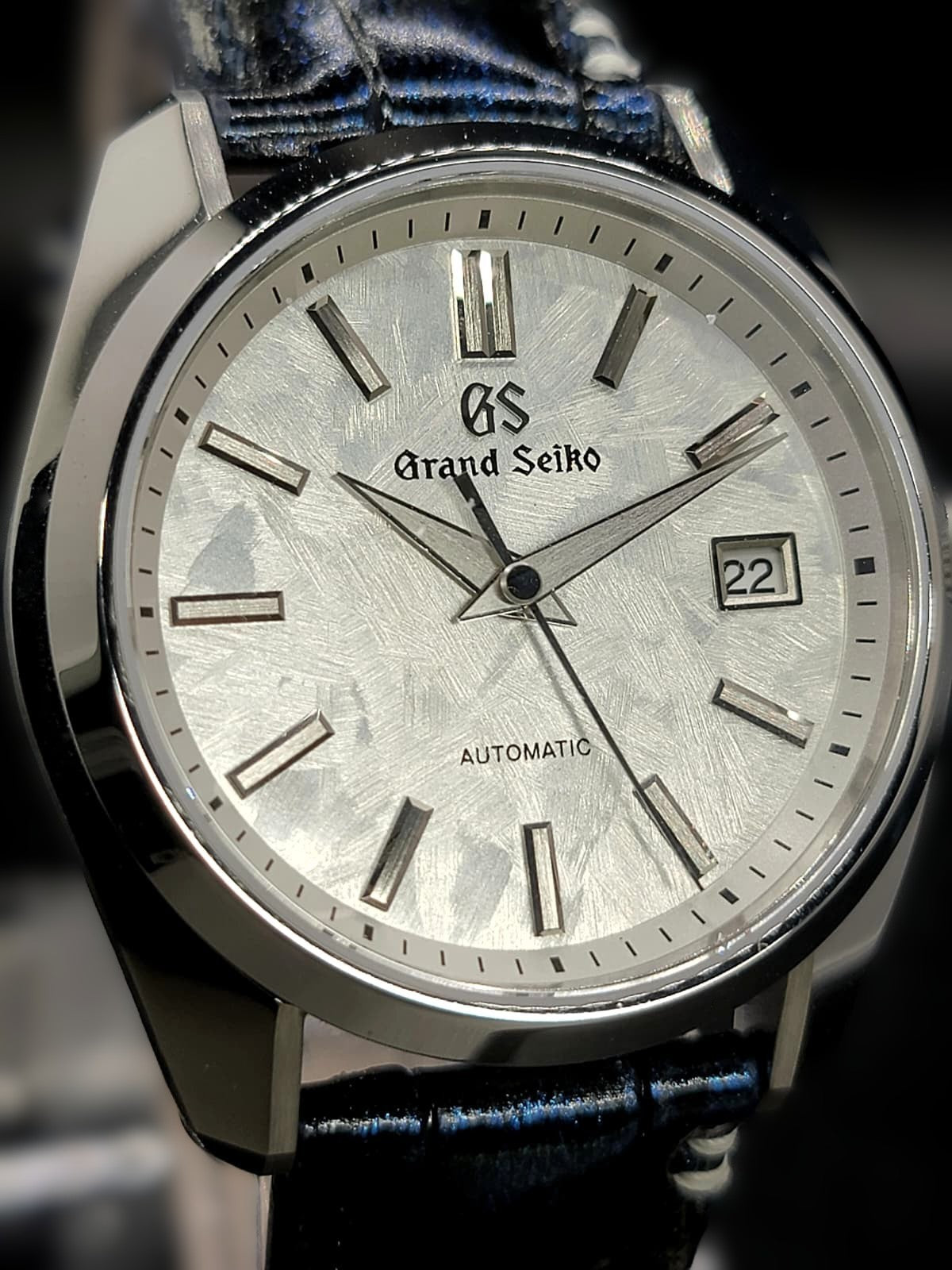 CUSTOM PREMIER GRAND SEIKO WHITE SHUNBUN MOD WITH GALAXY BLUE n GOLD LEATHER