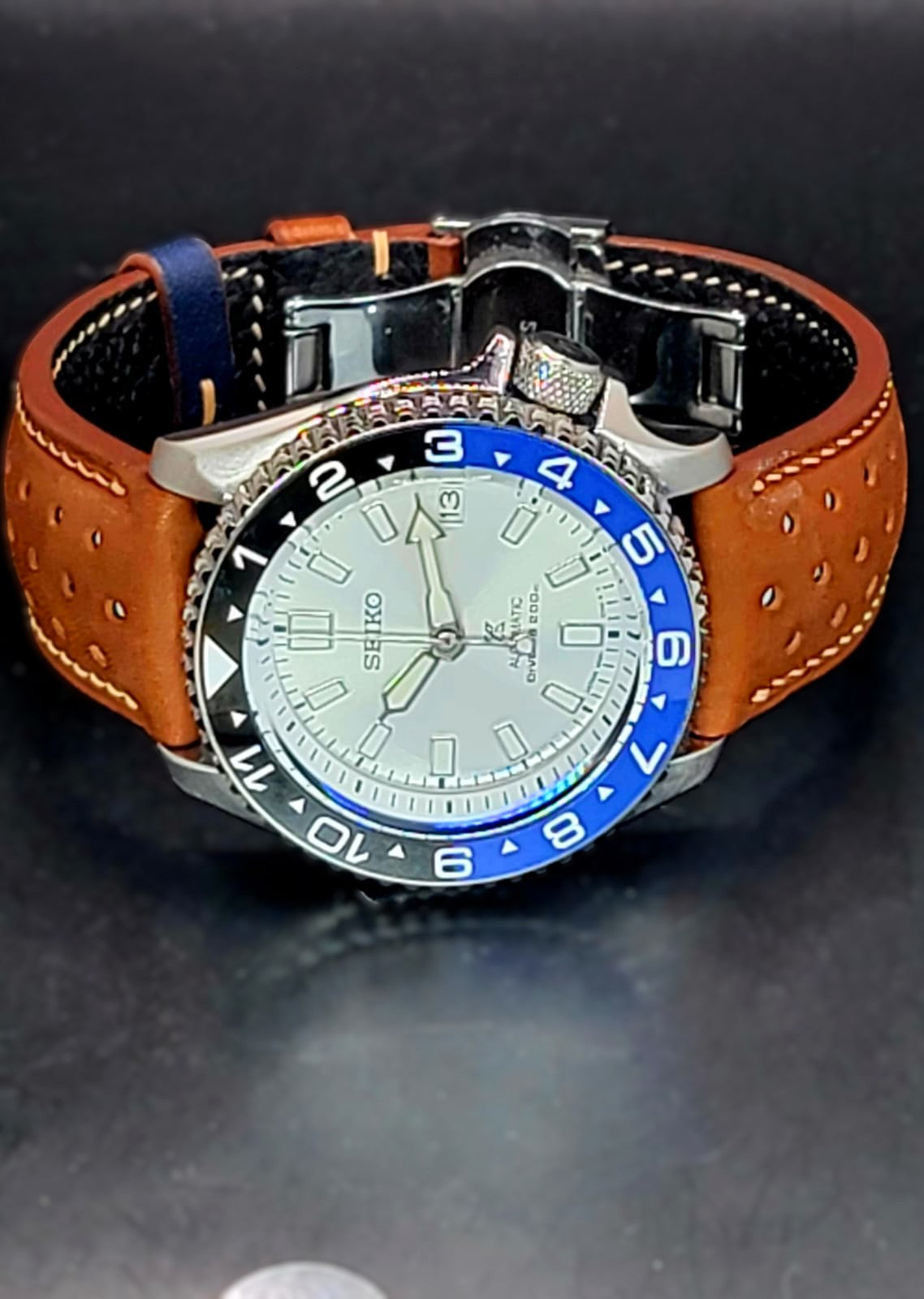 CUSTOM SEIKO MOD - COWBOY ICE - CUSTOM HAND MADE LEATHER