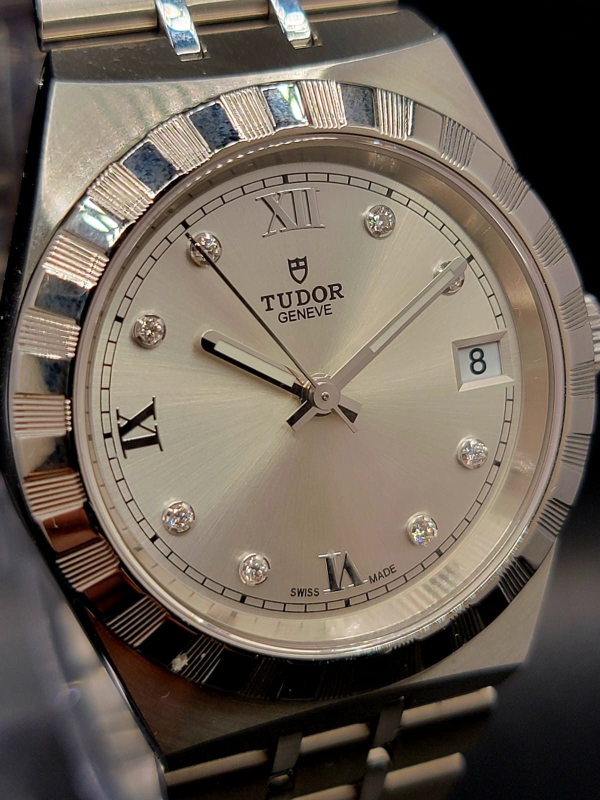 TUDOR ROYAL AUTOMATIC DIAMOND SILVER DIAL WATCH (APPRAISED $3,975)