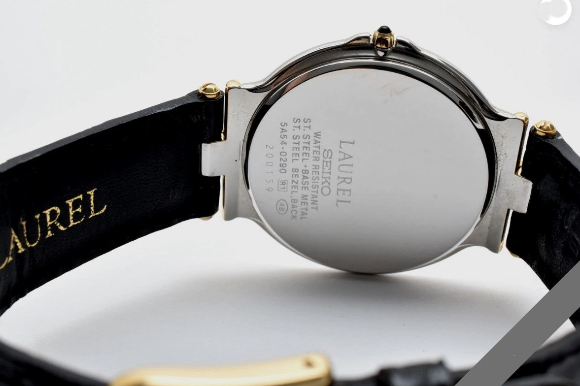 MINT w/Box SEIKO LAUREL 5A54-0290 Cream Dial Silver Women's 33mm