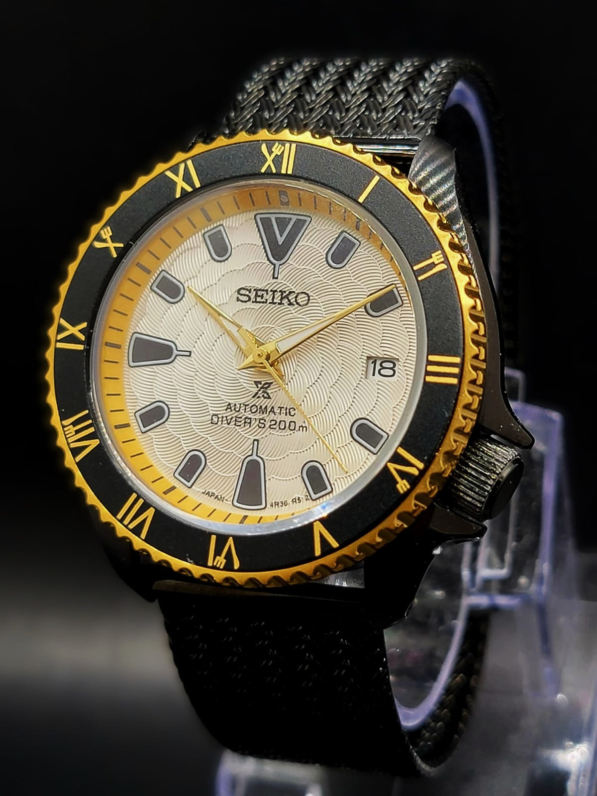 CUSTOM SEIKO MOD BLACK n GOLD