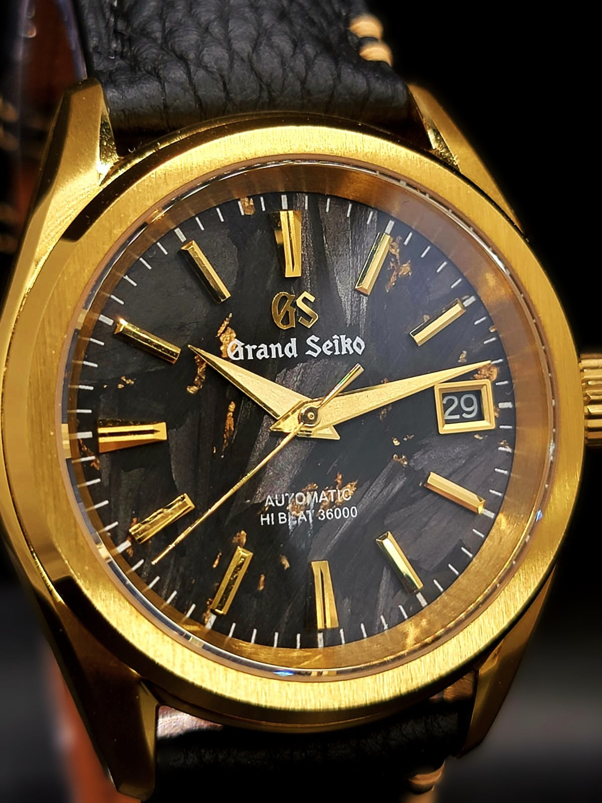 **BRAND NEW PREMIER** CUSTOM MOD 38MM (GRAND SEIKO BLACK & GOLD) HI-DEF TEXTURED DIAL AUTOMATIC NEW **BUILD TO ORDER, SERIOUS INQUIRES ONLY PLEASE**