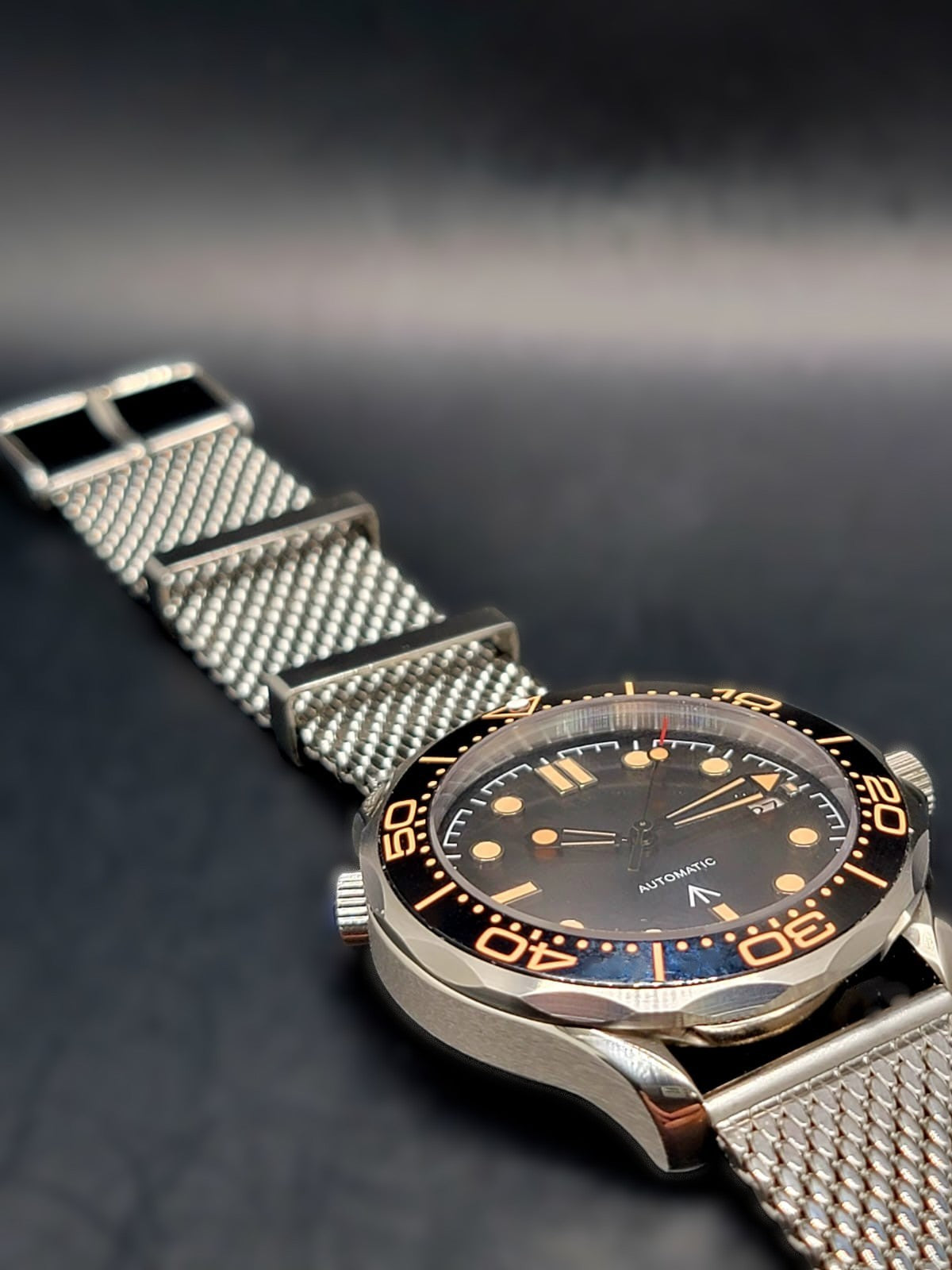 Sterile MOD 41mm Black and Orange 007 Diver - Sapphire Glass 24 Jewels NH35 Automatic Men Watch