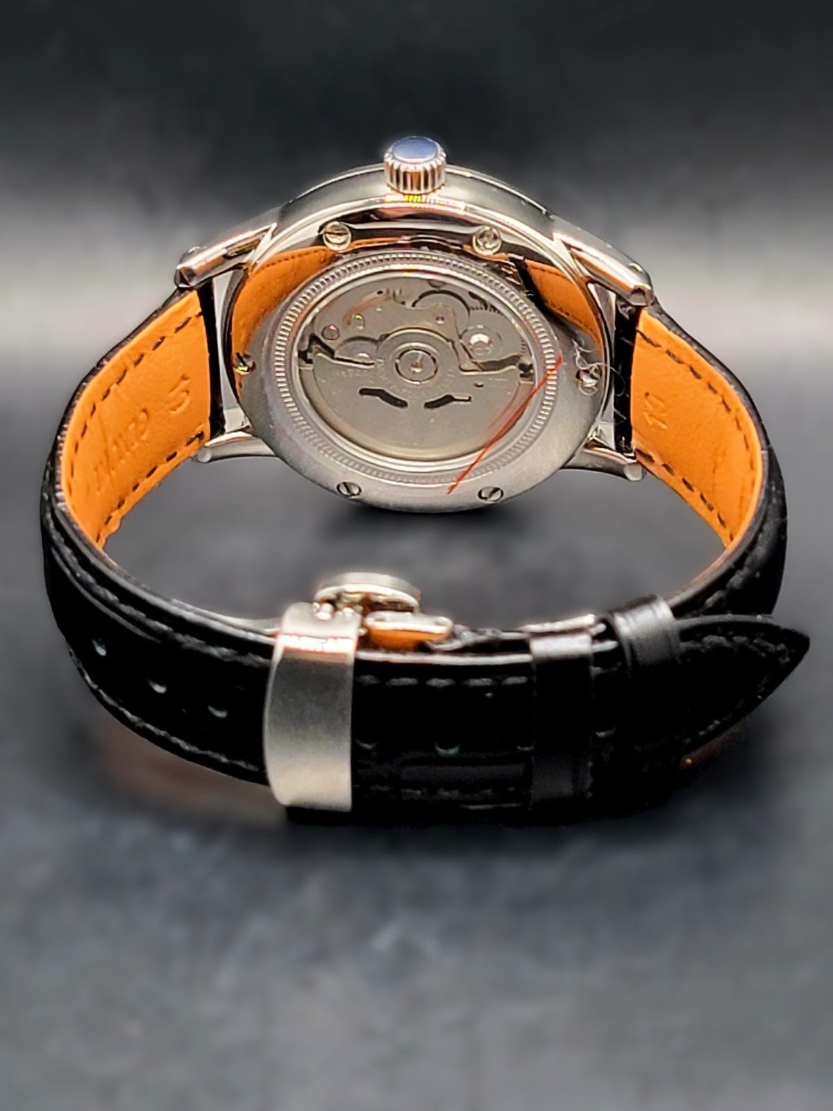 CUSTOM MOD (GRAND SEIKO ELEGANCE GMT) BLACK DIAL LEATHER BAND AUTO NH34GMT NEW