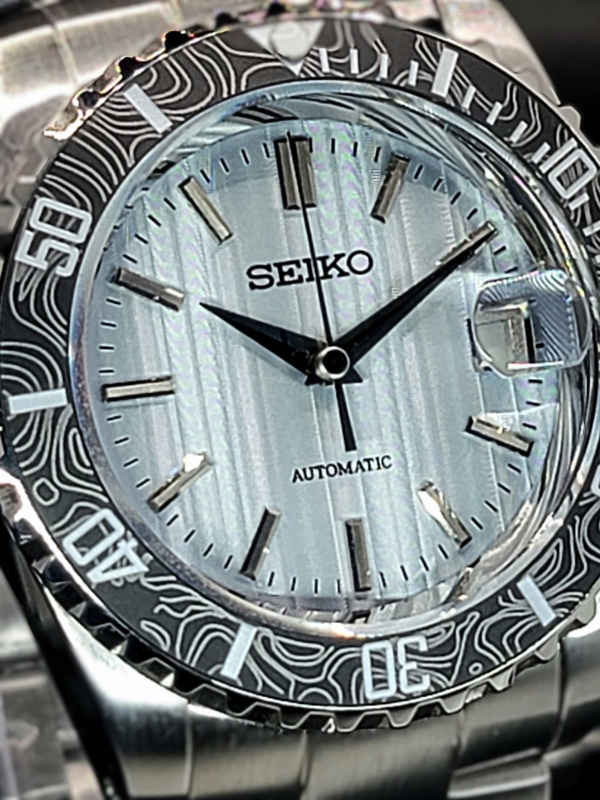 CUSTOM PREMIER SEIKO MOD - VERTICAL BLUES - AUTOMATIC