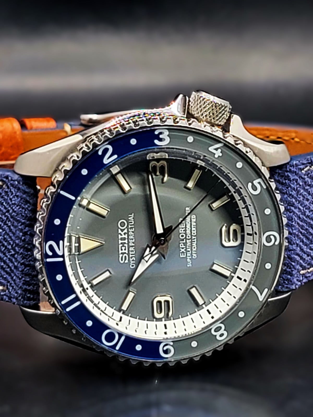 SEIKO MOD BLUE AND GRAY DIAL WITH BLUE JEANS BAND
