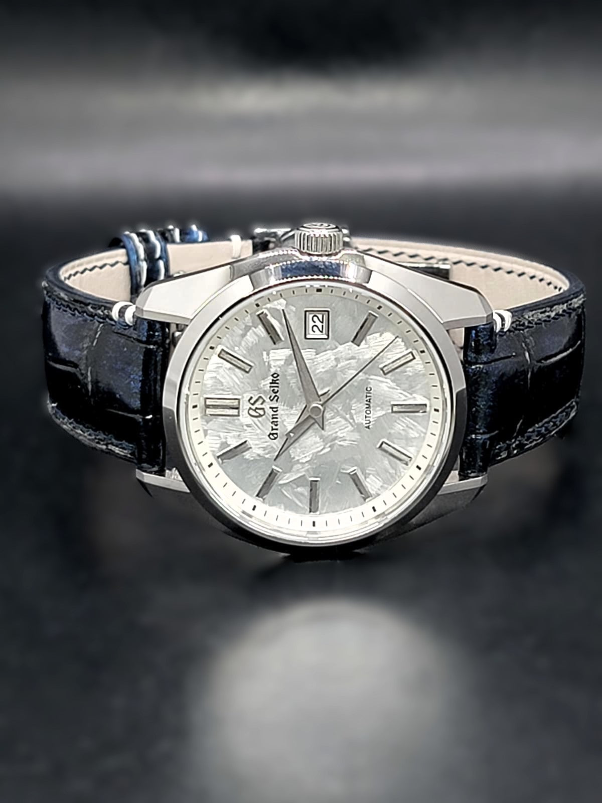 CUSTOM PREMIER GRAND SEIKO WHITE SHUNBUN MOD WITH GALAXY BLUE n GOLD LEATHER