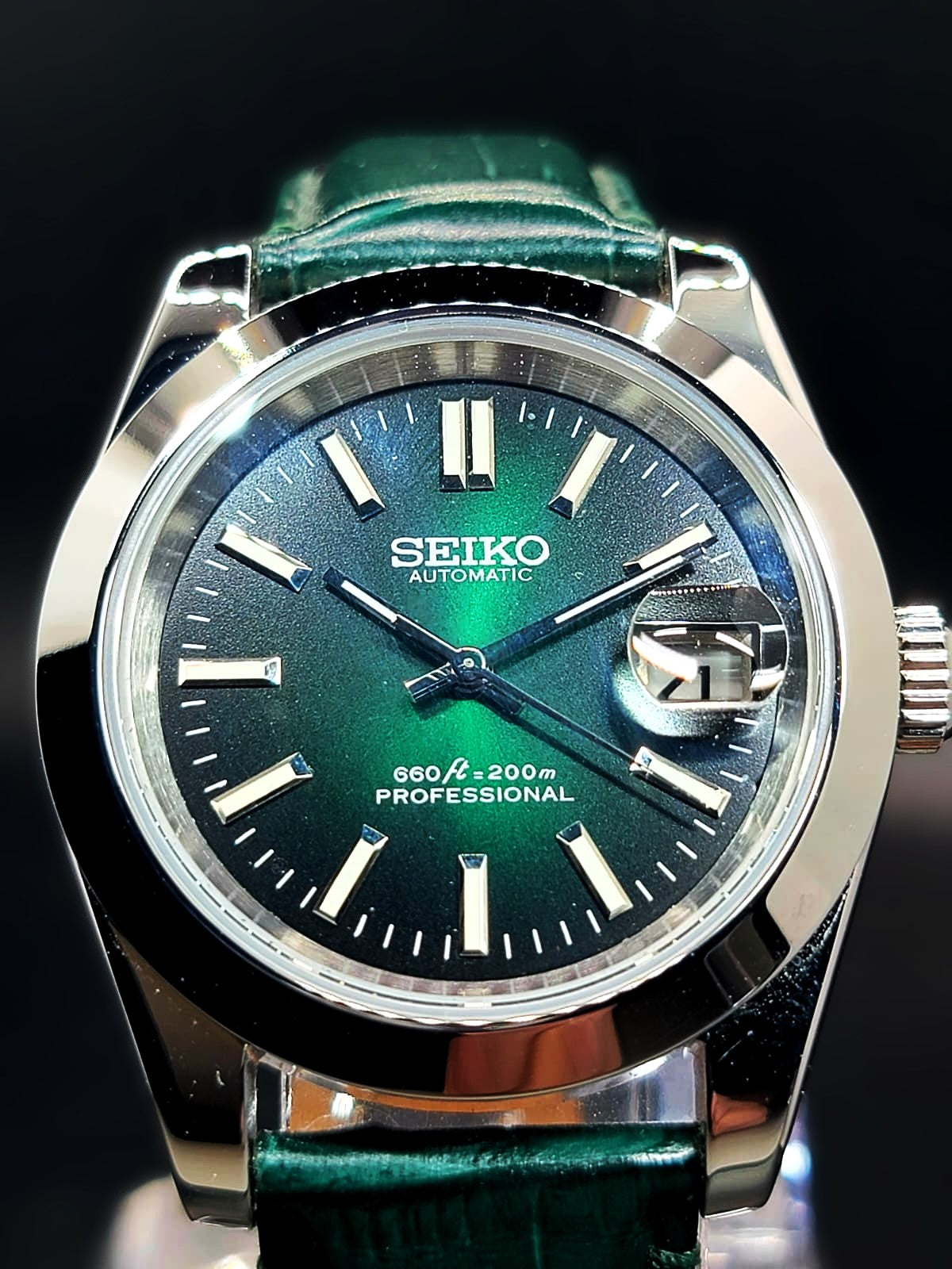 CUSTOM SEIKO MOD - HUNTER GREEN - DATEJUST CASE - AUTOMATIC