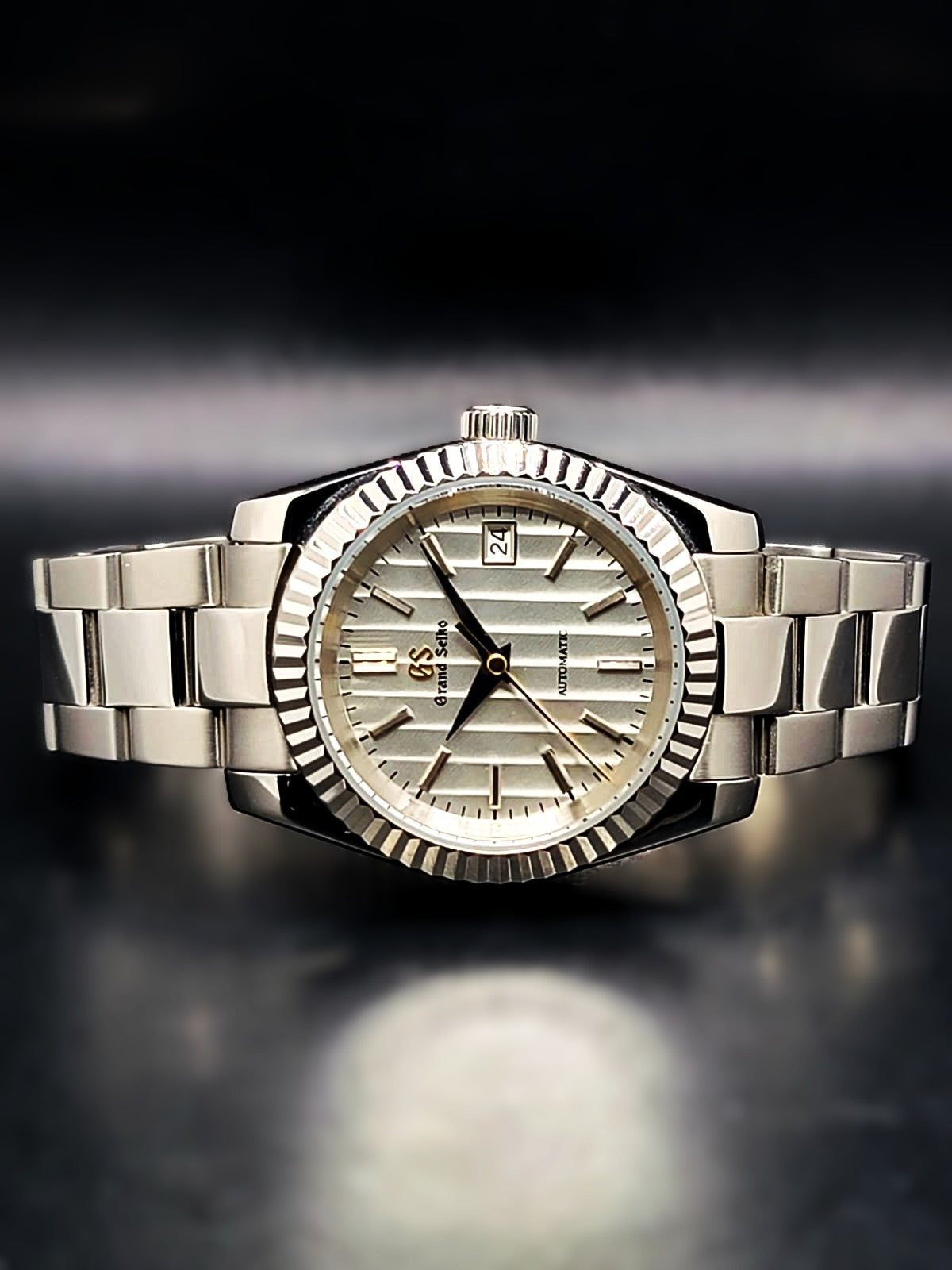 CUSTOM MOD GRAND SEIKO SILVER and GOLD BAMBOO AUTOMATIC NH35