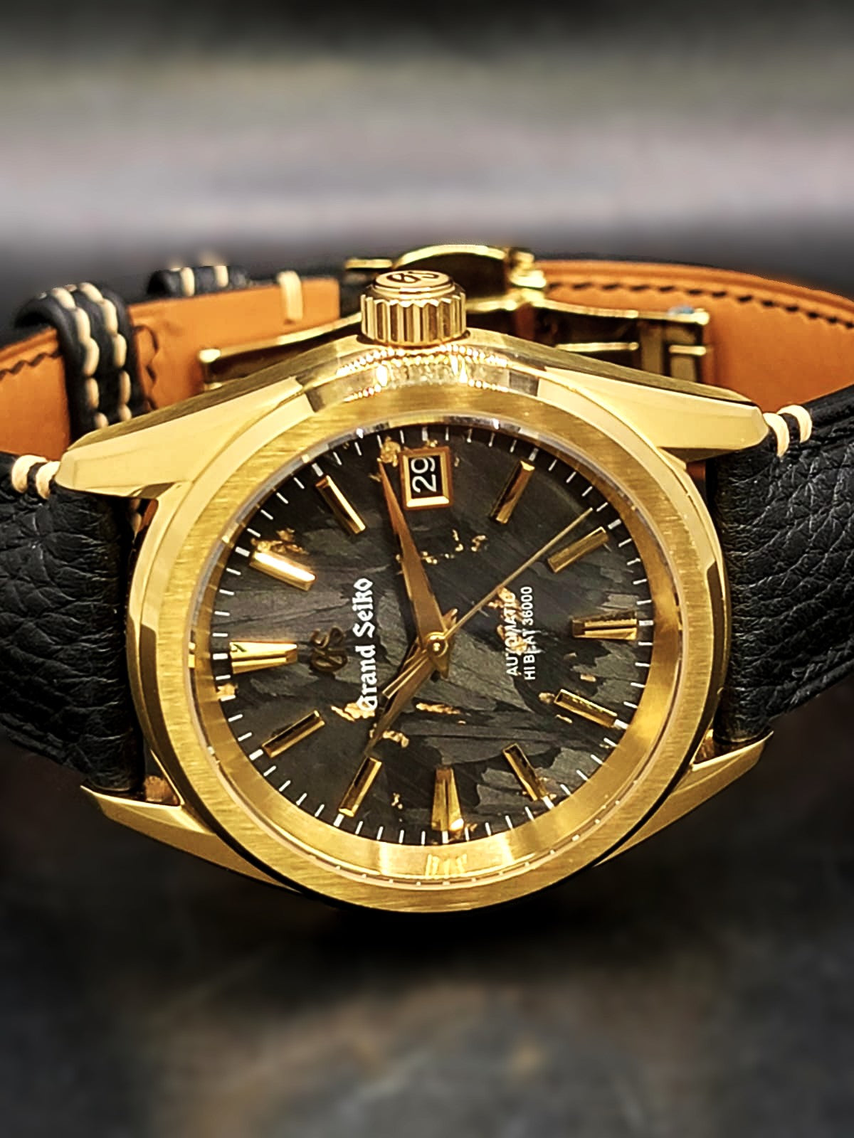 **BRAND NEW PREMIER** CUSTOM MOD 38MM (GRAND SEIKO BLACK & GOLD) HI-DEF TEXTURED DIAL AUTOMATIC NEW **BUILD TO ORDER, SERIOUS INQUIRES ONLY PLEASE**
