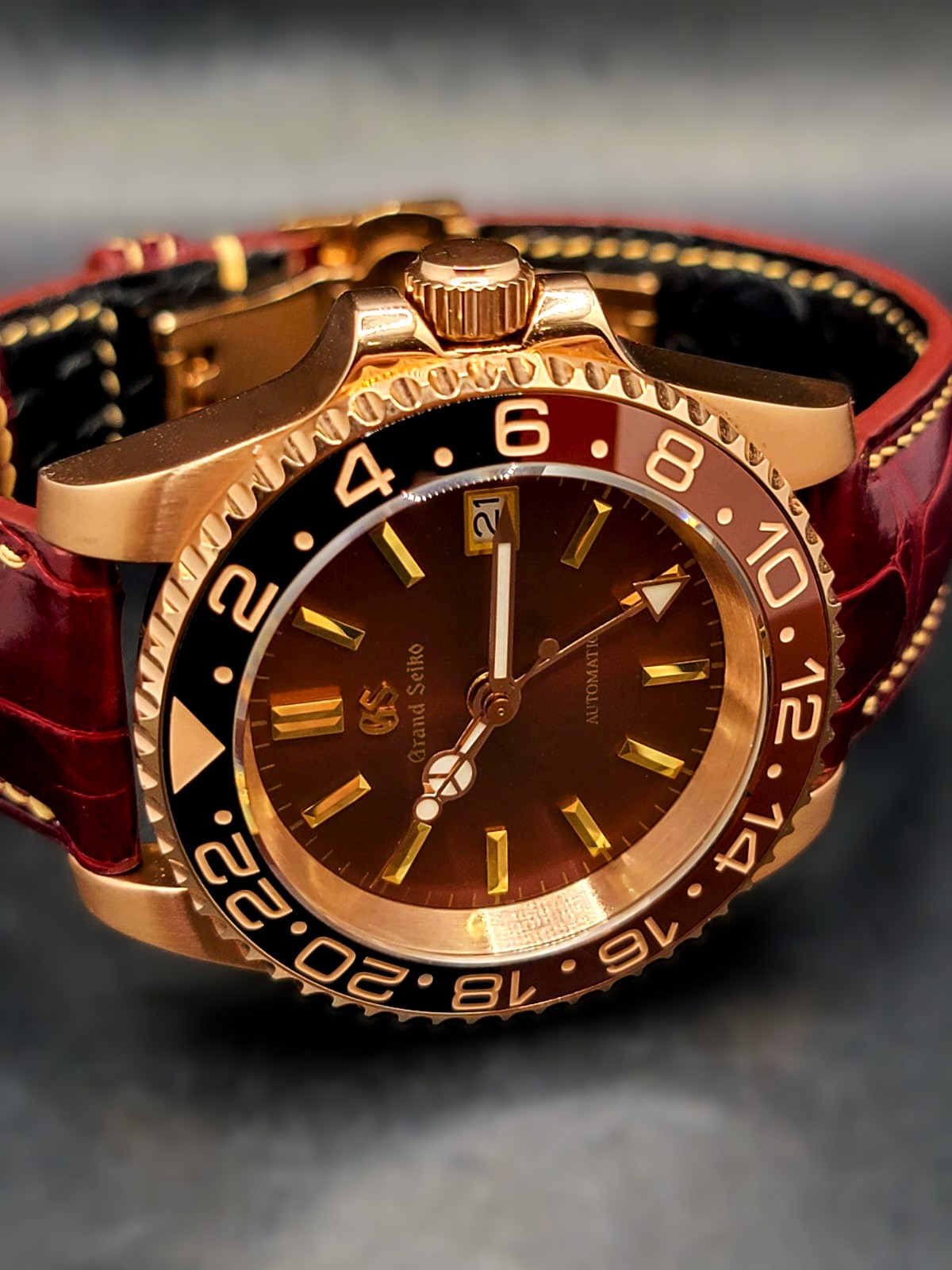***BRAND NEW Grand Seiko Rose Gold Men's Premier MOD Watch-Cust Leather- NH34GMT Automatic