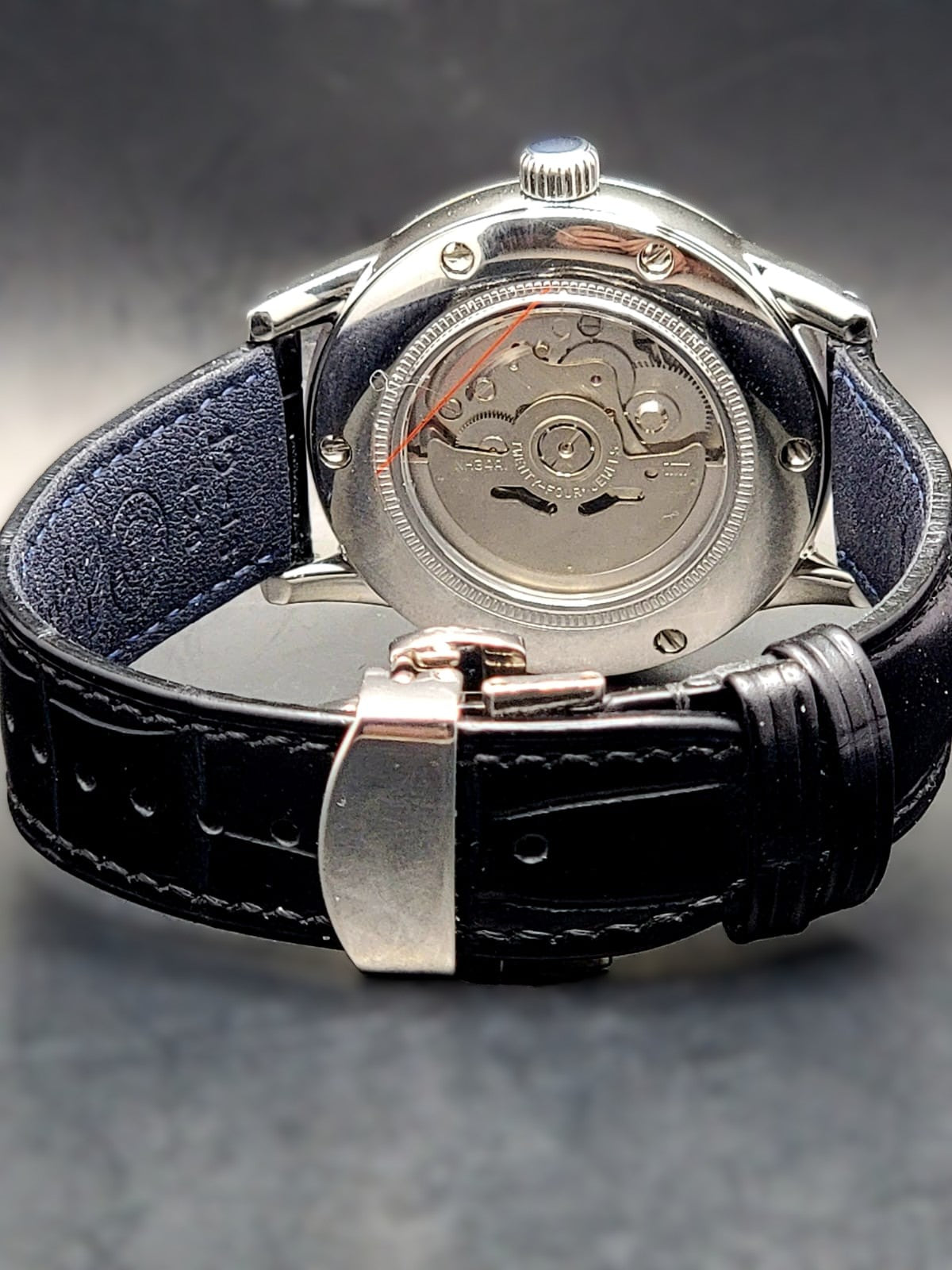 CUSTOM MOD (GRAND SEIKO ELEGANCE GMT) BURGANDY DIAL WITH BLACK GMT LEATHER STRAP AUTO NH34 NEW