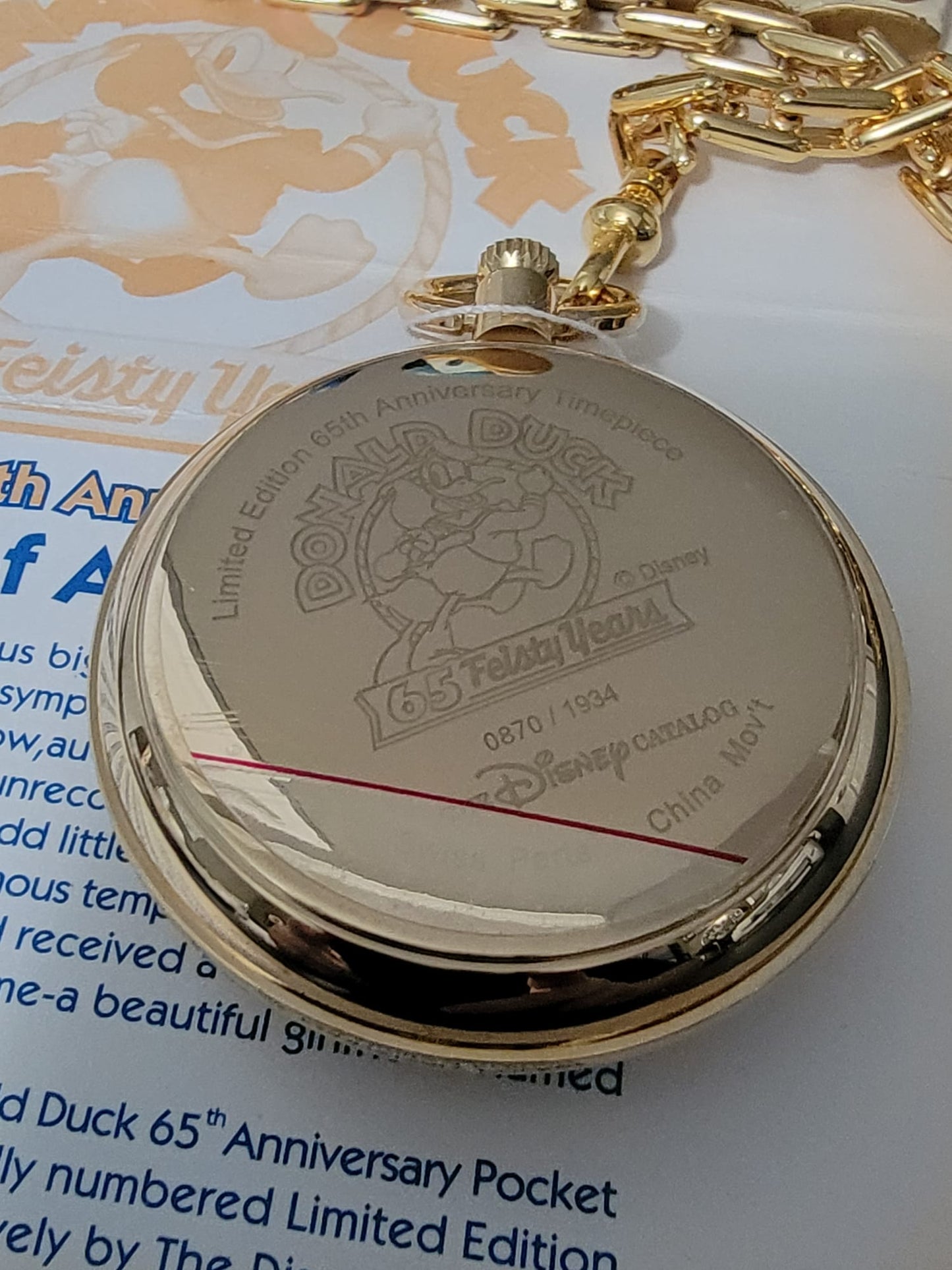 Disney Donald Duck Pocket Watch 65Th Anniversary LIMITED EDITION #0870 / 1934 NEW