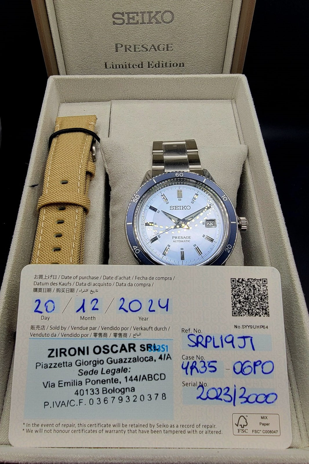 ***EUROPE ONLY L.E.***2024 SEIKO PRESAGE SRPL19J1 #2023/3000