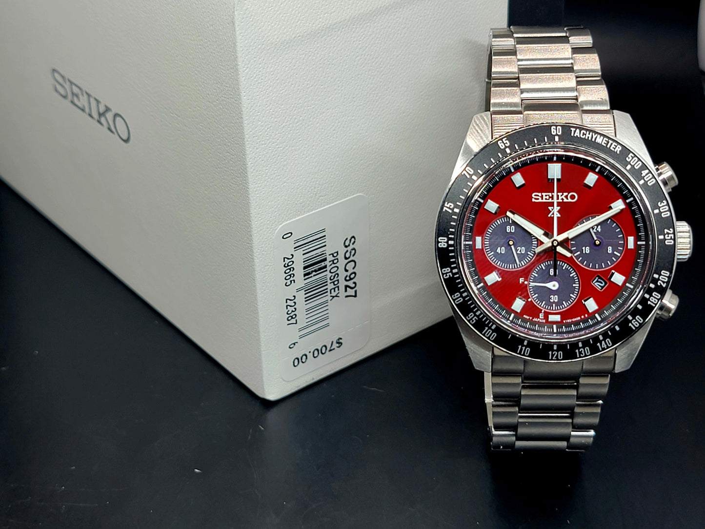 Seiko Prospex.                       SSC927 US Special Edition Prospex Speedtimer Solar Chronograph SeiTona