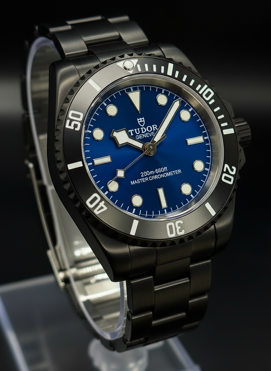 CUSTOM TUDOR MOD BLUE DIAL AND BLACK CASE (BUILD- TO- ORDER SAVE $50)