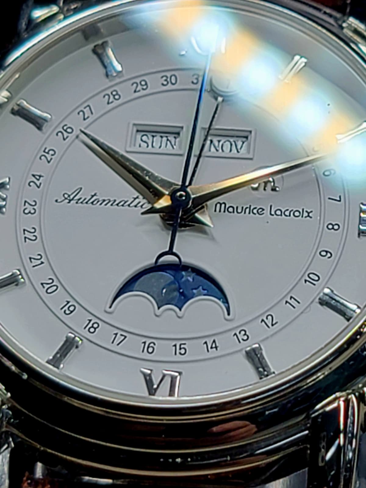 Maurice Lacroix Masterpiece Phase de Lune 38MM White Dial Leather Strap (MP6347)