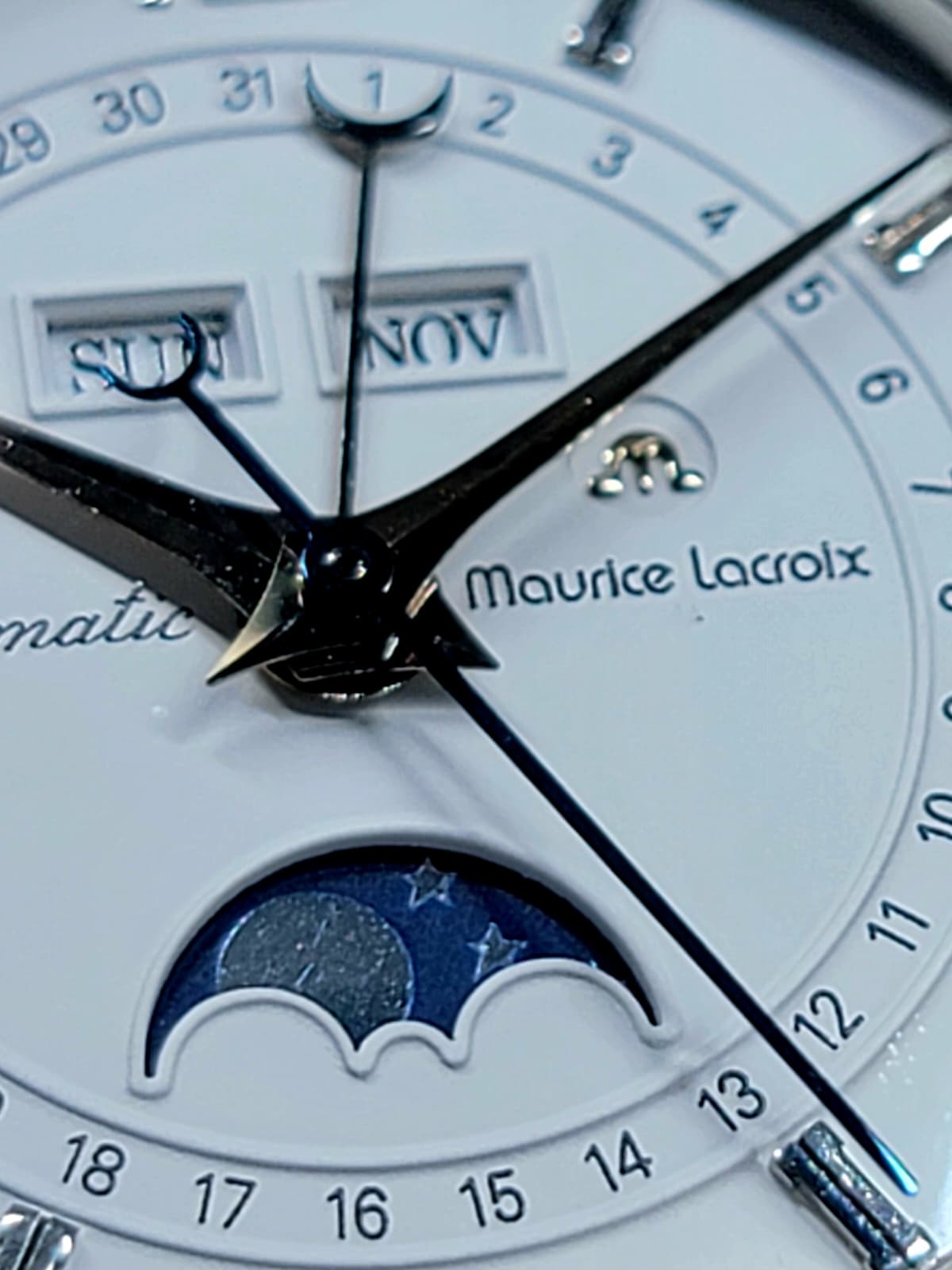 Maurice Lacroix Masterpiece Phase de Lune 38MM White Dial Leather Strap (MP6347)