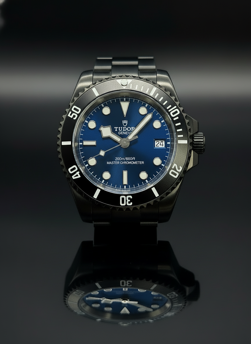 CUSTOM TUDOR MOD BLUE DIAL AND BLACK CASE (BUILD- TO- ORDER SAVE $50)