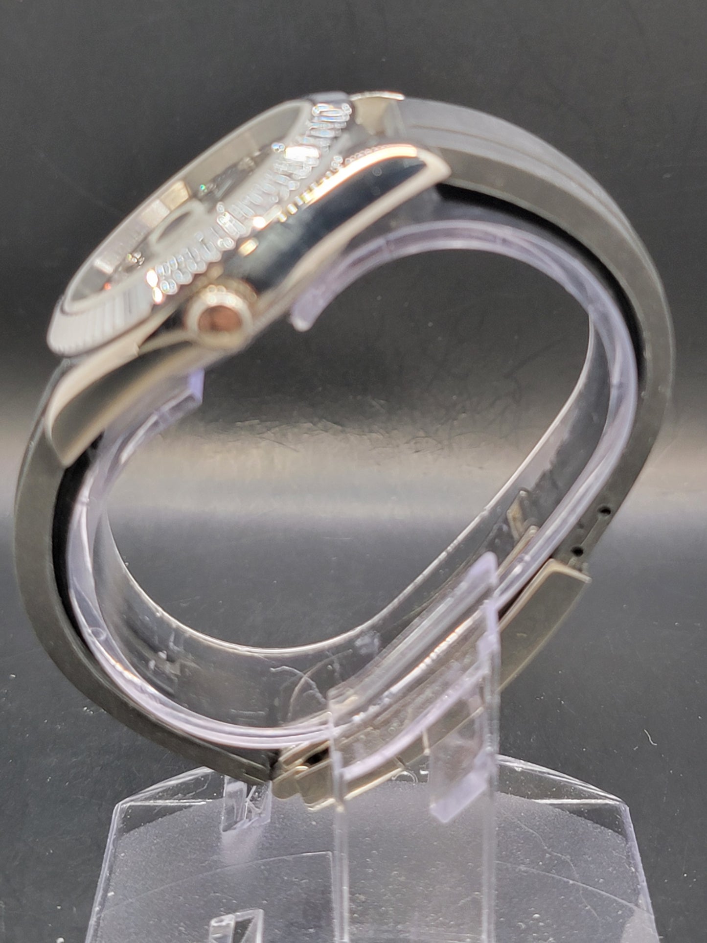 SEIKO DAYDATE MOD BLACK FACE WITH DIAMOND MARKERS AND RUBBER BAND