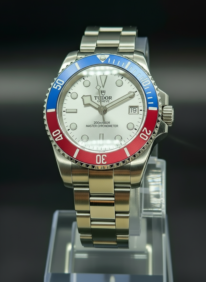 CUSTOM TUDOR MOD WHITE DIAL PEPSI BEZEL (BUILD- TO- ORDER SAVE $50)