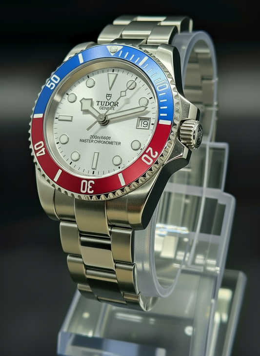 CUSTOM TUDOR MOD WHITE DIAL PEPSI BEZEL (BUILD- TO- ORDER SAVE $50)