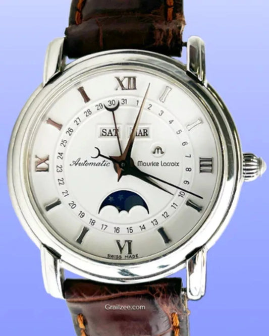 Maurice Lacroix Masterpiece Phase de Lune 38MM White Dial Leather Strap (MP6347)