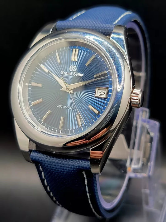 CUSTOM MOD (GRAND SEIKO HERITAGE) BLUE AUTO 6R35A MOVEMENT EXIBITION BACK NEW