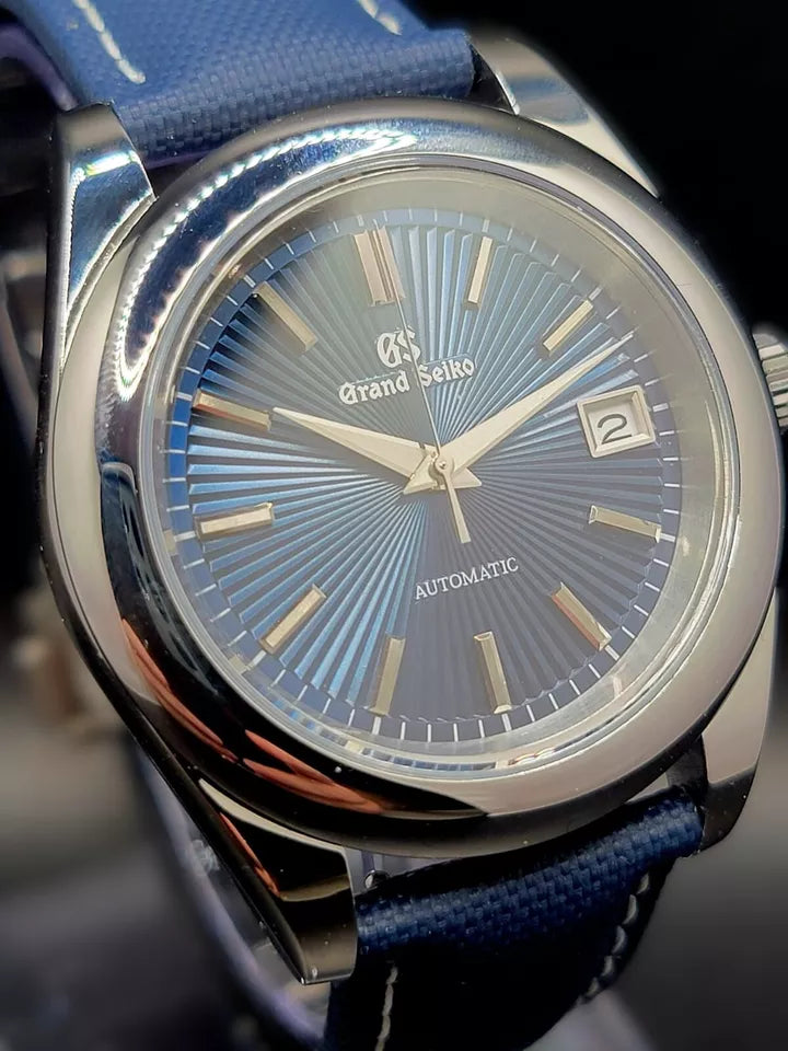 CUSTOM MOD (GRAND SEIKO HERITAGE) BLUE AUTO 6R35A MOVEMENT EXIBITION BACK NEW