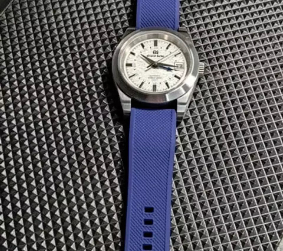 CUSTOM MOD (GRAND SEIKO ELEGANCE GMT) WHITE DIAL BLUE RUBBER AUTO NH34GMT NEW