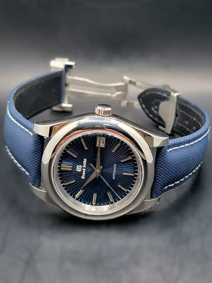 CUSTOM MOD (GRAND SEIKO HERITAGE) BLUE AUTO 6R35A MOVEMENT EXIBITION BACK NEW